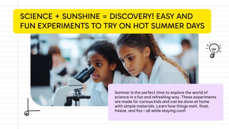 Expériences scientifiques pour les journées chaudes Modèles de présentation