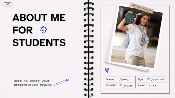 About Me for Students presentation template 