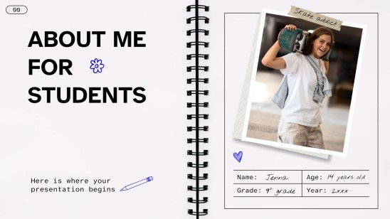 About Me for Students presentation template 