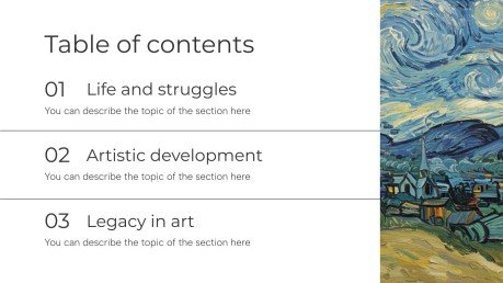 빈센트 반 고흐: 삶과 일 프레젠테이션 템플릿