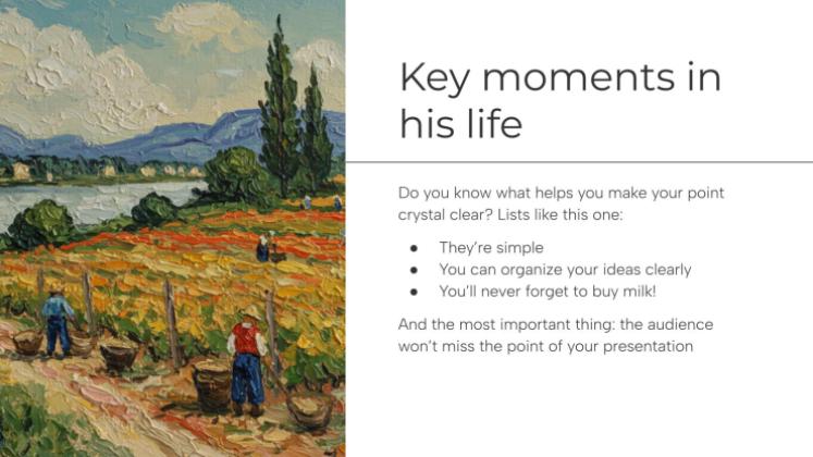 빈센트 반 고흐: 삶과 일 프레젠테이션 템플릿