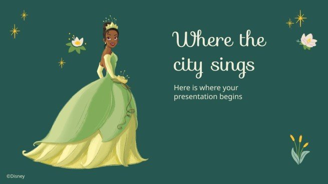 Plantilla de presentación Tiana y el sapo