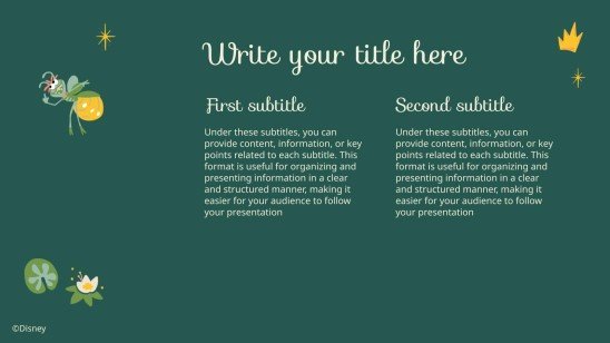 Plantilla de presentación Tiana y el sapo