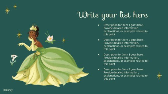 Plantilla de presentación Tiana y el sapo