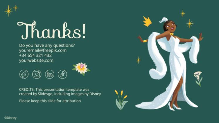 Plantilla de presentación Tiana y el sapo