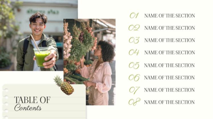 Informations sur la nutrition au quotidien Modèles de présentation