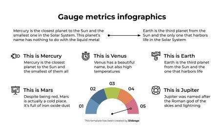 Plantilla de presentación Infografías de métricas de calibre