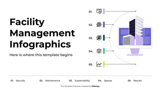 Plantilla de presentación Infografías de gestión de instalaciones