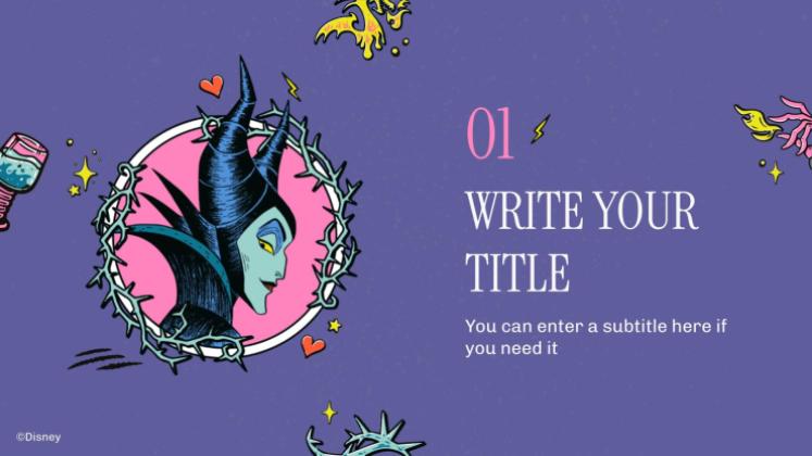 Plantilla de presentación Villanos Disney: Estilo hecho a mano