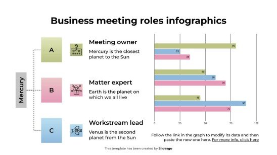 Infographies sur les rôles lors des réunions d'affaires Modèles de présentation