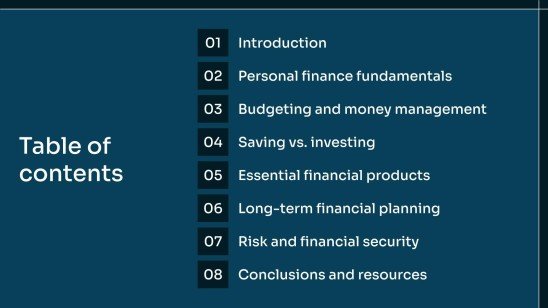 금융 교육 프레젠테이션 템플릿