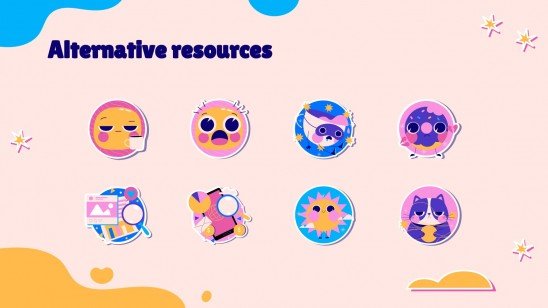 Colorful Cartoon Stickers Business Meeting presentation template 