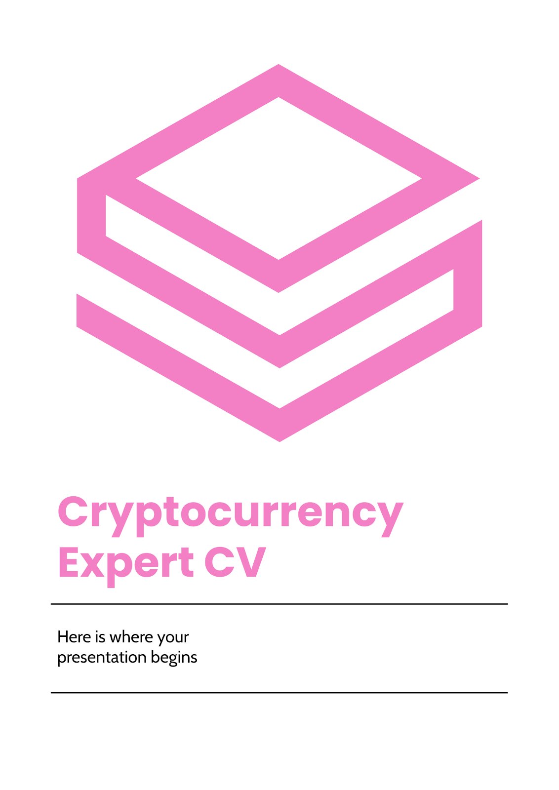 Cryptocurrency Expert CV presentation template 