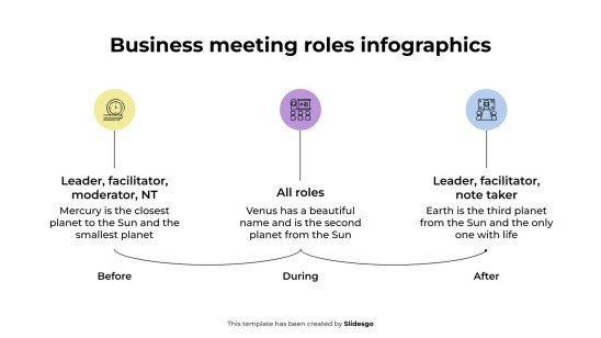 Business Meeting Roles Infographics presentation template 