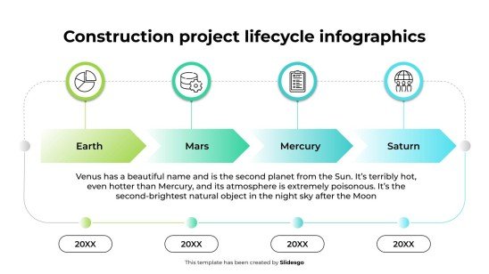 Infografiken zum Lebenszyklus von Bauprojekten Präsentationsvorlage
