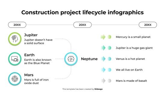 Infografiken zum Lebenszyklus von Bauprojekten Präsentationsvorlage