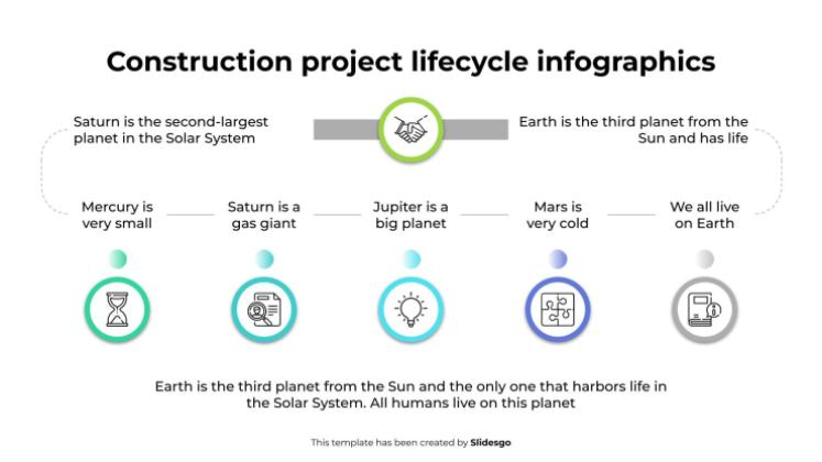 Infografiken zum Lebenszyklus von Bauprojekten Präsentationsvorlage