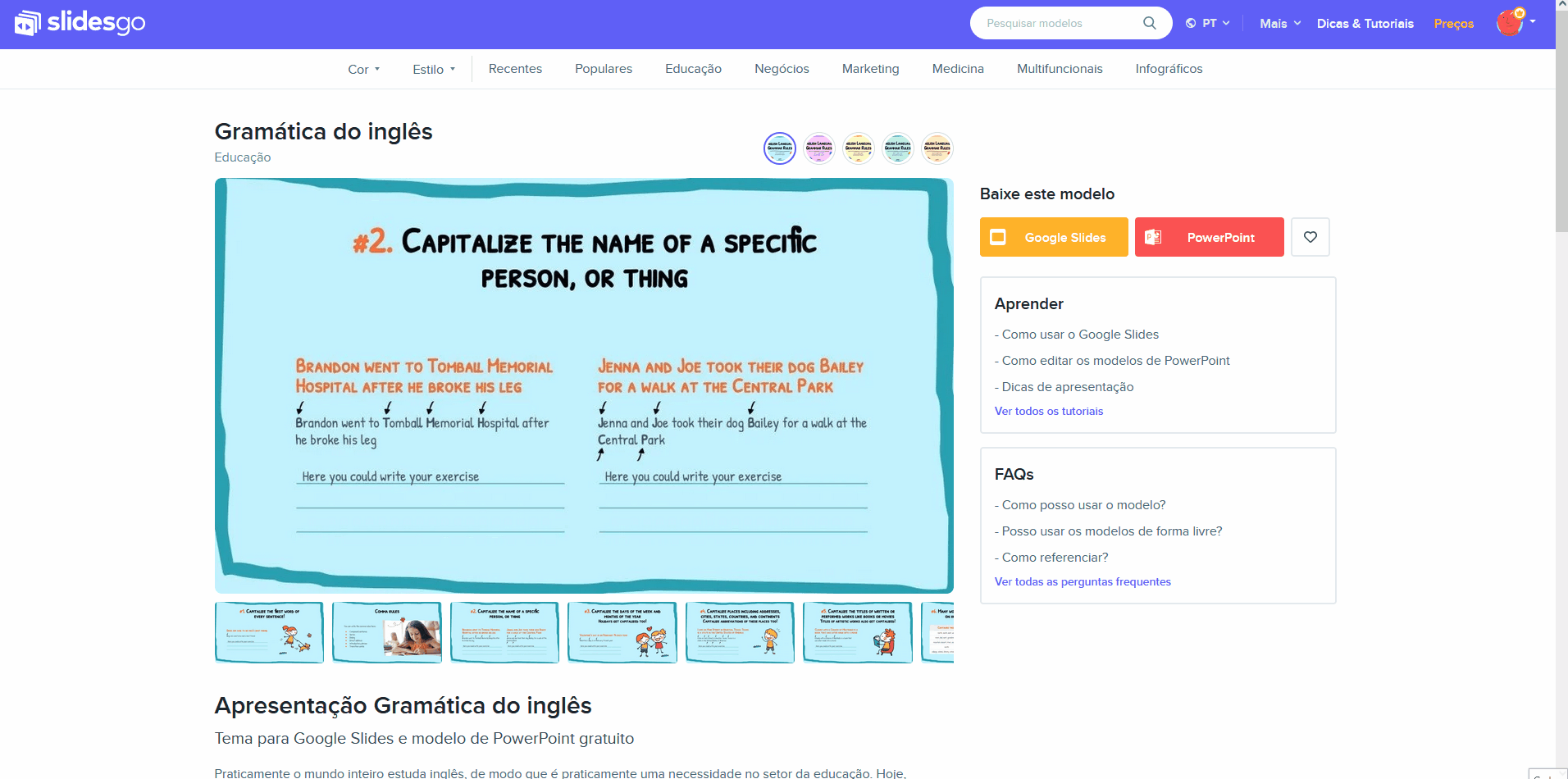 Download gratuito dos modelos de Google Slides