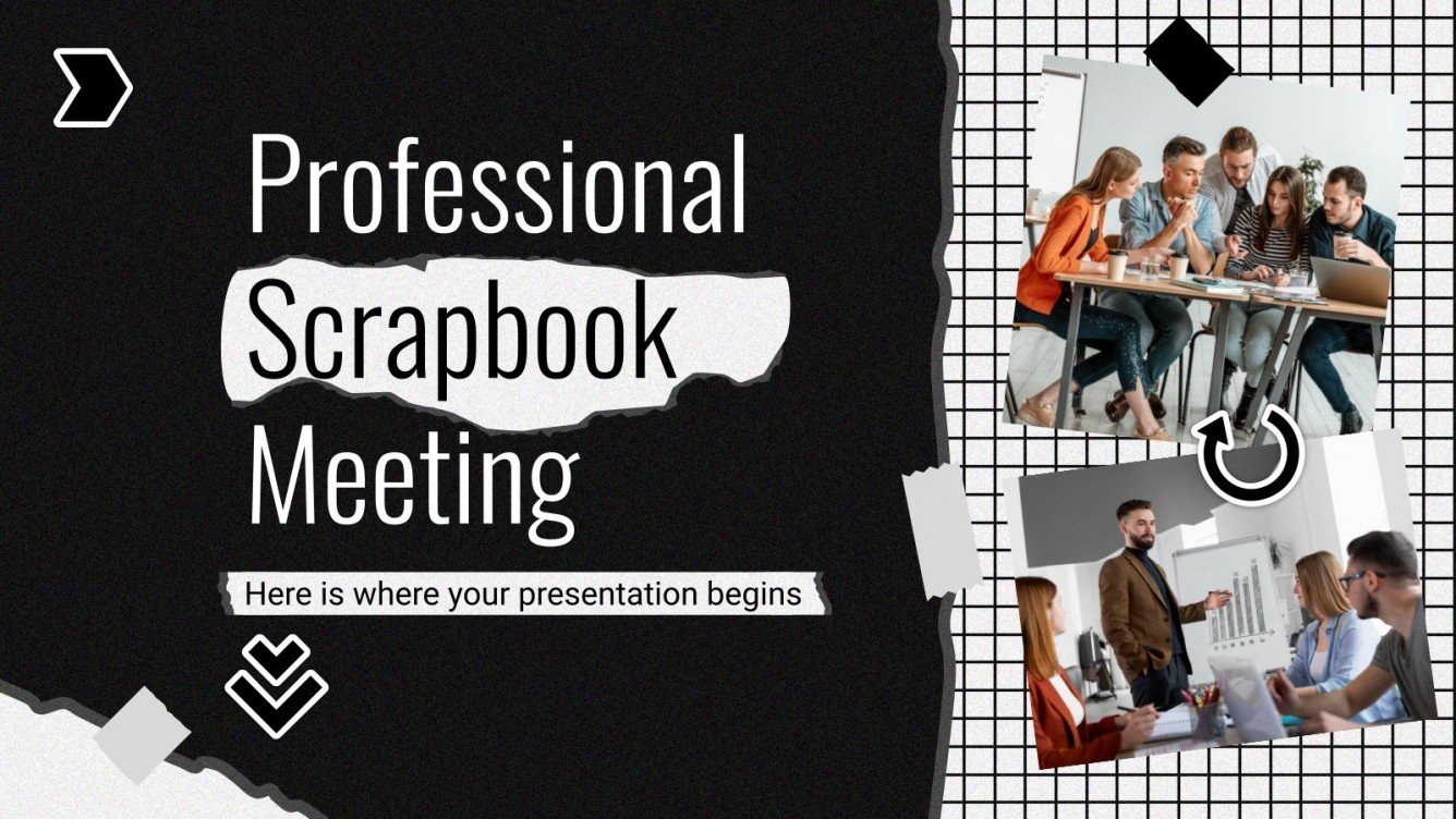 Reunión profesional estilo scrapbook Google Slides y PPT