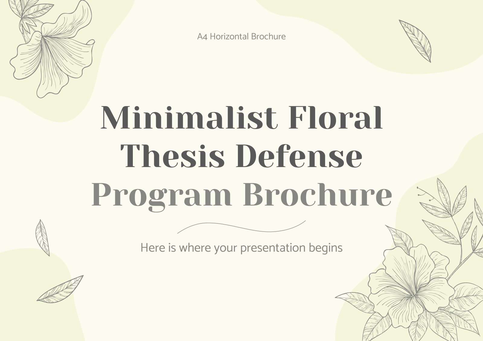 Minimalist Floral Thesis Defense Program Brochure presentation template 