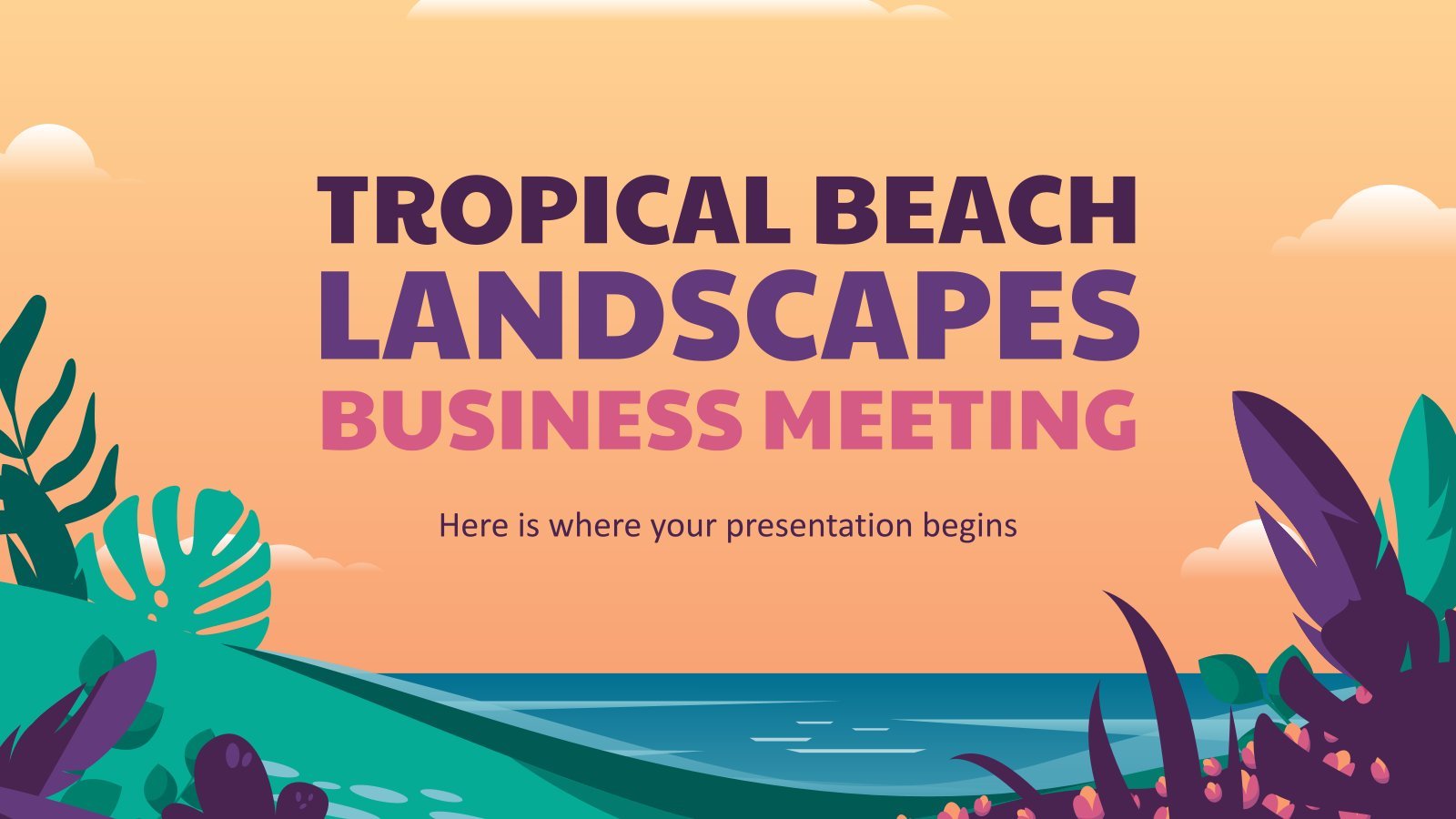 Modelo de apresentação Reunião de negócios de paisagens de praia tropical