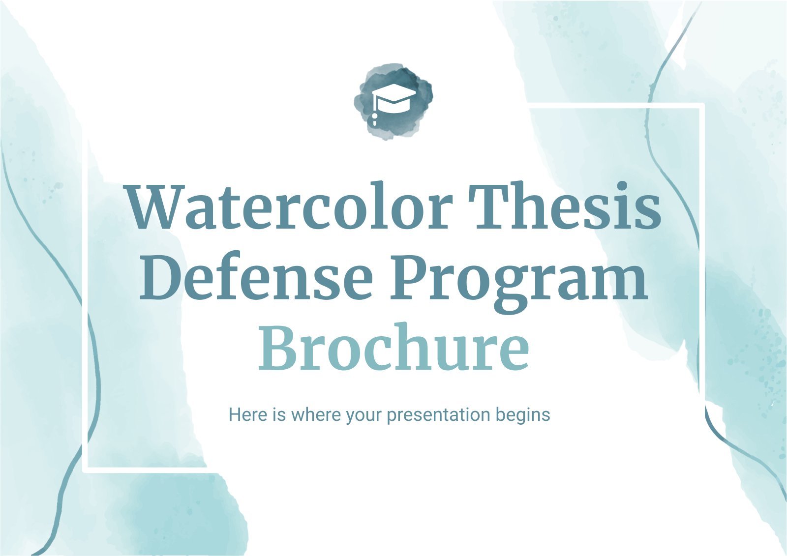 Watercolor Thesis Defense Program Brochure presentation template 