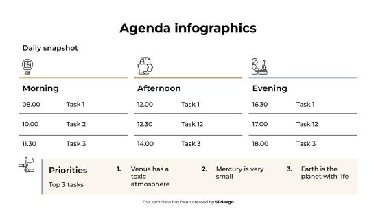 Plantilla de presentación Infografías de la agenda