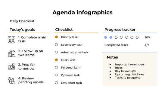 Plantilla de presentación Infografías de la agenda