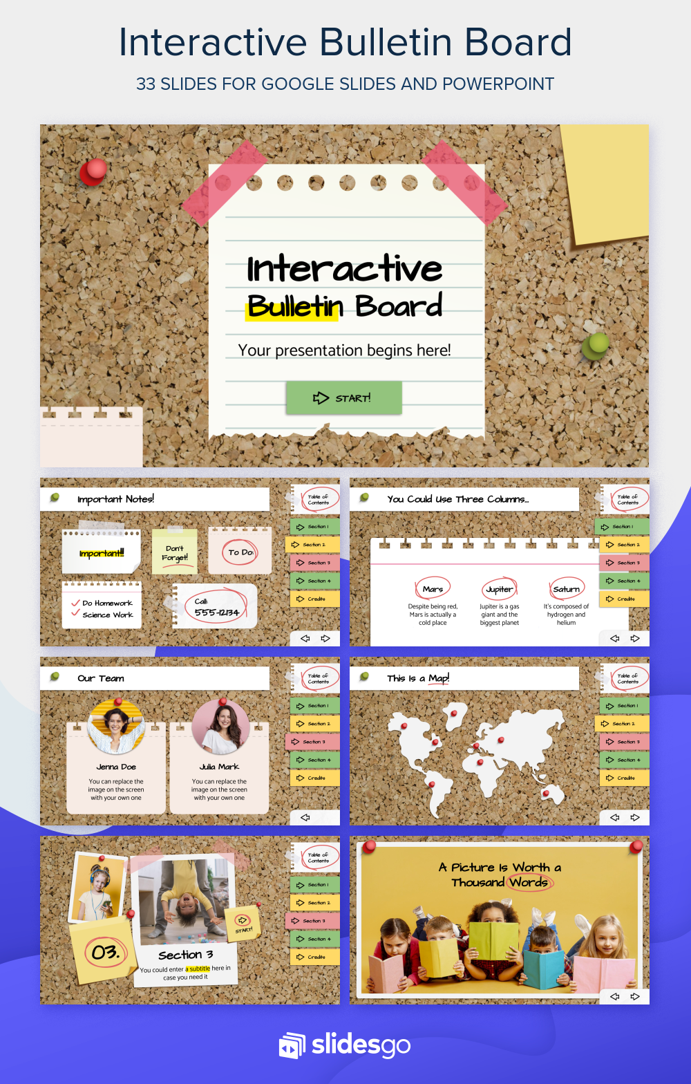 Interactive Bulletin Board Google Slides and PowerPoint template