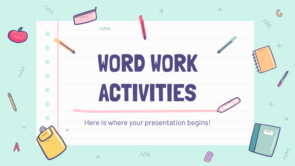 Word Work Activities presentation template 