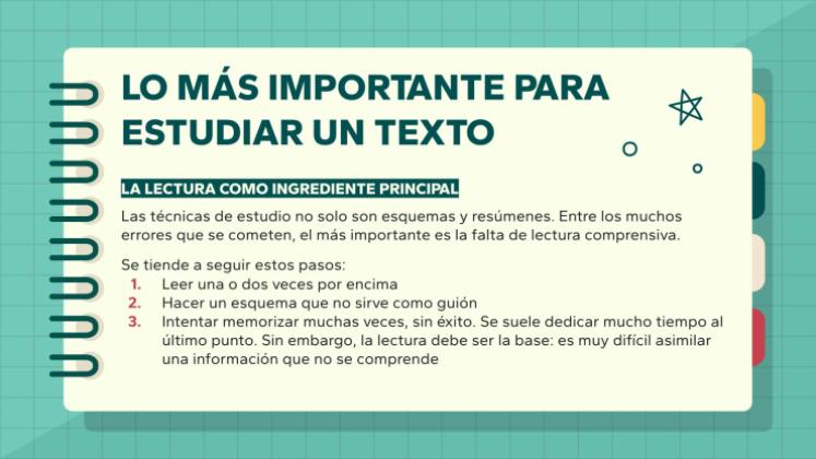 Plantilla de presentación Pasos para estudiar un texto