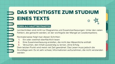 Schritte zum Studieren eines Textes Präsentationsvorlage